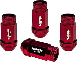 VMS RACING 12x1.5 20PC Piece RED Anodized 44mm Long Open End Lightweight Aluminum Racing Lug Nuts Compatible with Chevy Chevrolet Corvette with 5 Lug Wheel Pattern (Pack of 20)
