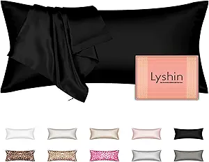 Silk Body Pillow Cover with Zipper, Mulberry Silk Pillow Cases Body Size Ultra Smooth and Soft Breathable Cooling Silk Satin Body Pillowcase for Hair and Skin (20x54 Inches, 1 Pack)