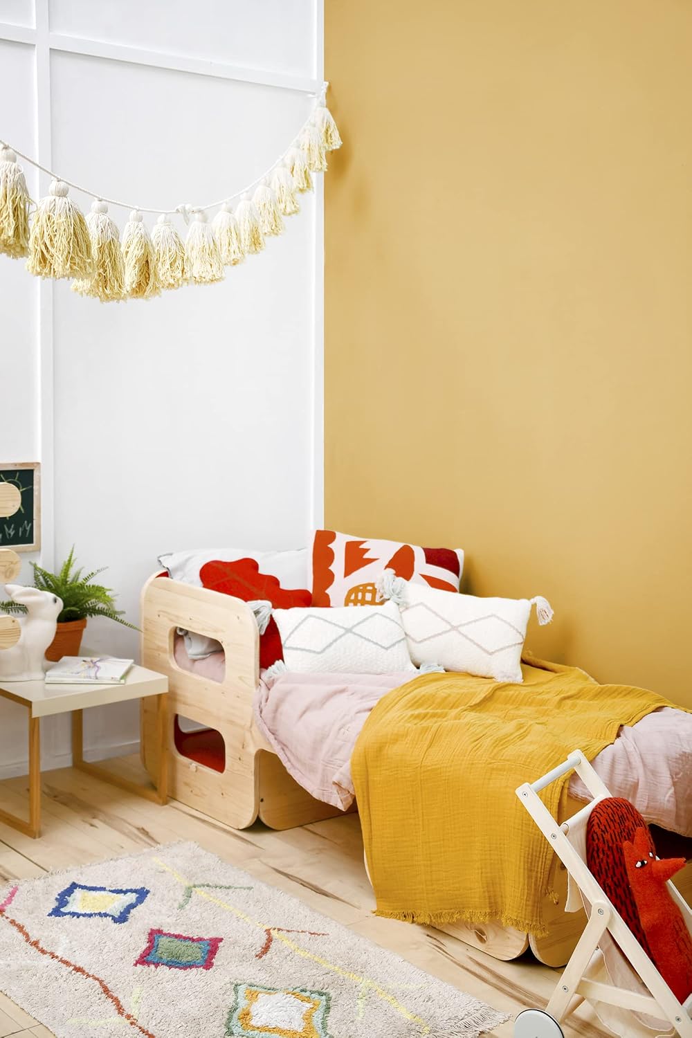 Lorena Canals Washable Rug Mini Kaarol in Natural/Multicolor, Rectangular, Abstract, Kids' Room, Nursery. Handmade in Cotton and Non-Toxic Dyes - Size: 2'4" x 3'3"