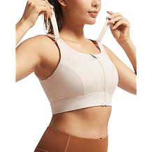 Adjustable High Impact Sports Bras for Women Zip Front Full Coverage and Lift Padded Compression Tops