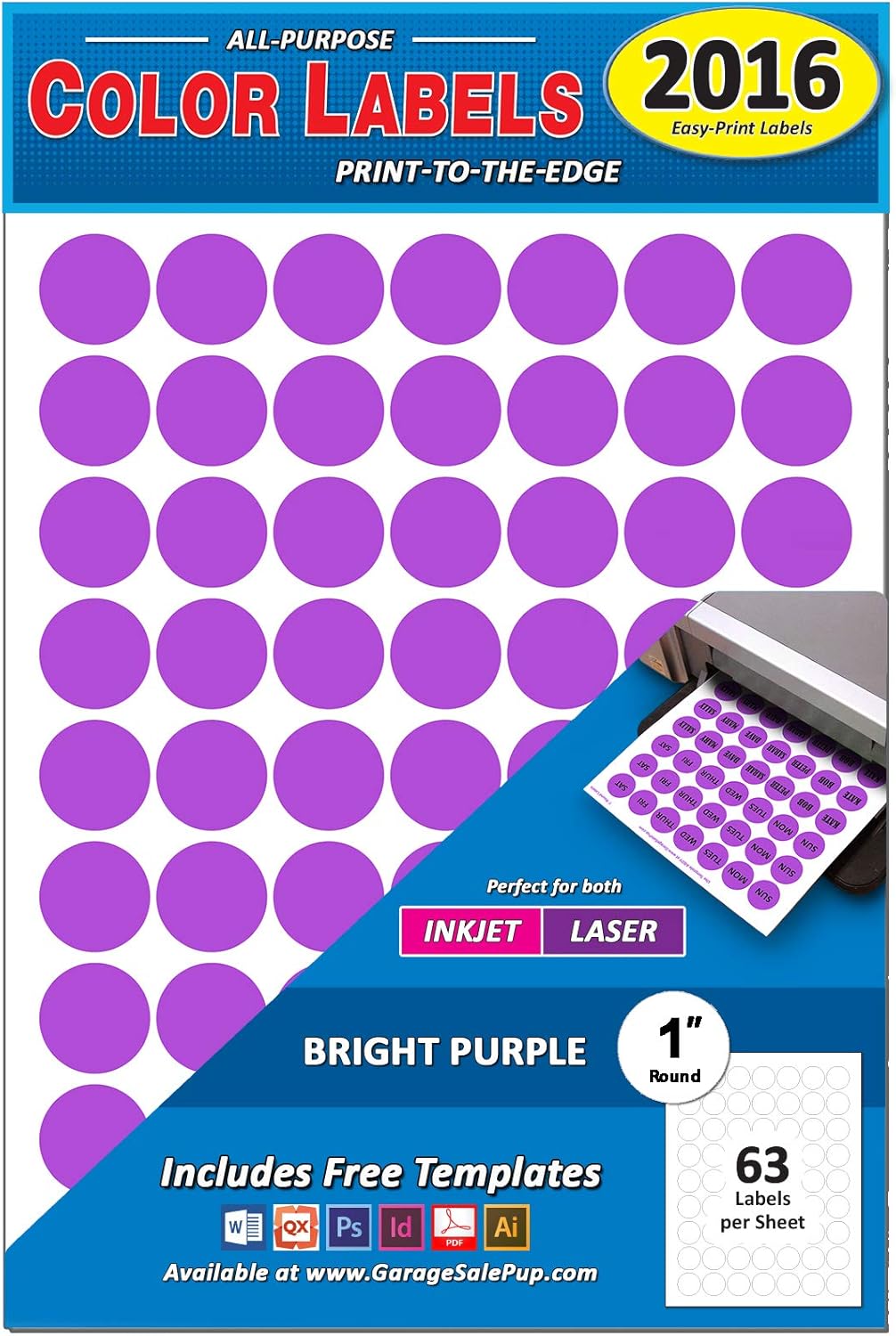 Pack of 2016 1" Round Color Coding Circle Dot Labels