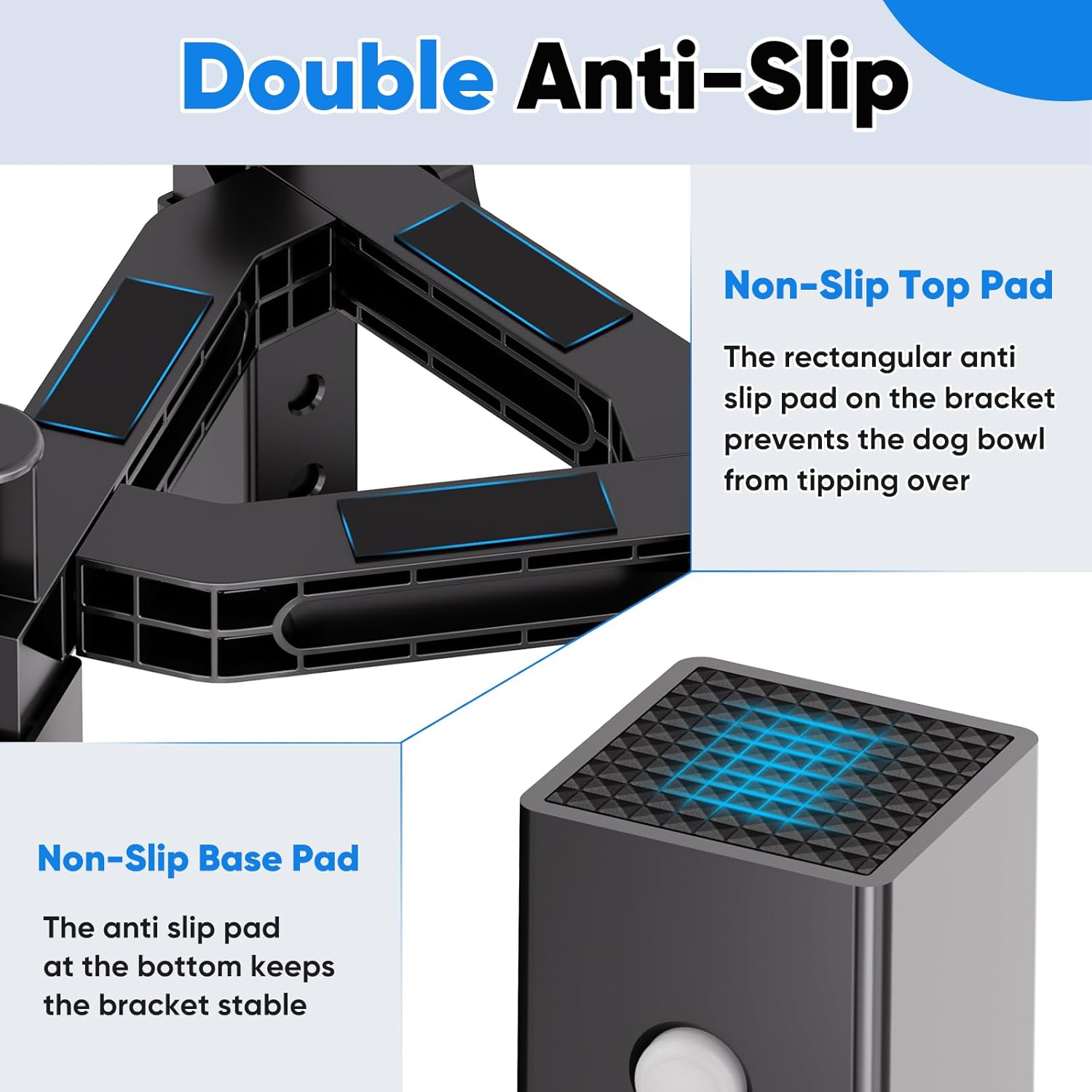 Aystkniet Dog Bowl Stand with Adjustable Height & Width, Anti-Slip Elevated Food Water Bowl Holder for Large Medium Small Dogs, Durable Raised Dog Feeder for Lifted Feeding, 2 Pack (Without Bowls)