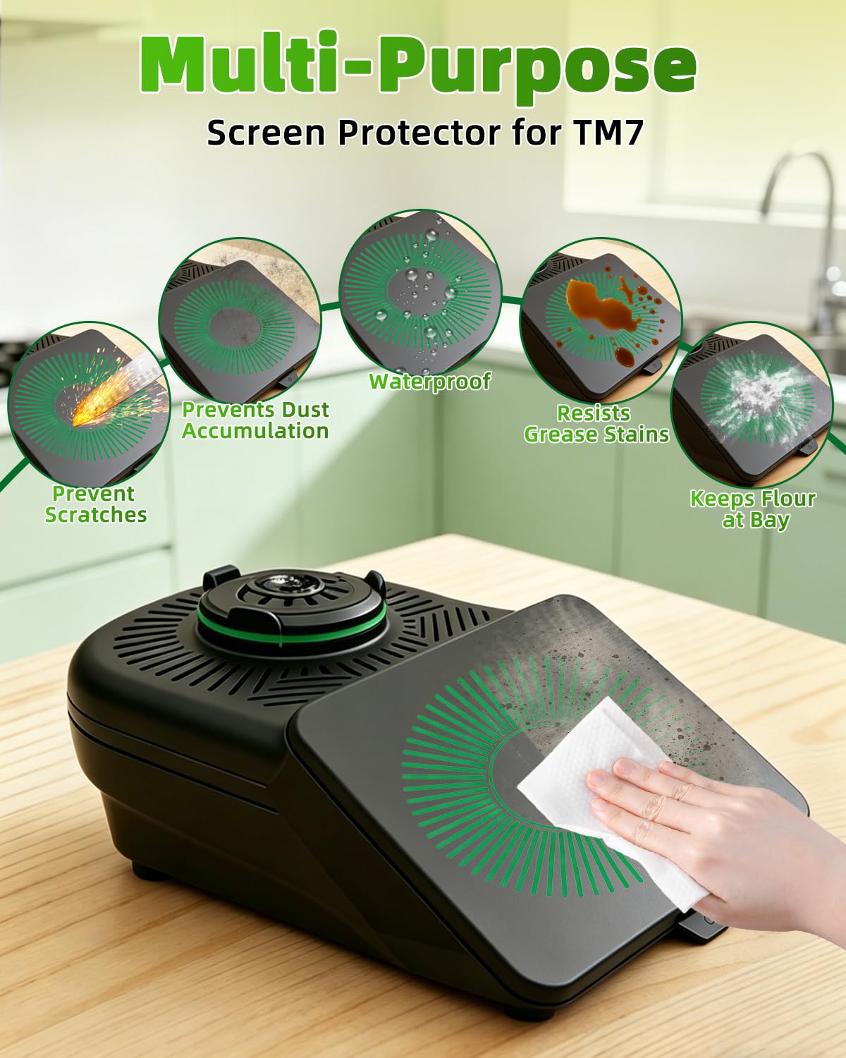 Silikonowa osłona ekranu do Thermomix TM7, silikonowa osłona ekranu z silikonu spożywczego, hydrofobowa/pyłoszczelna/odporna na zarysowania, łatwa do czyszczenia, akcesoria do Vorwerk Thermomix TM7