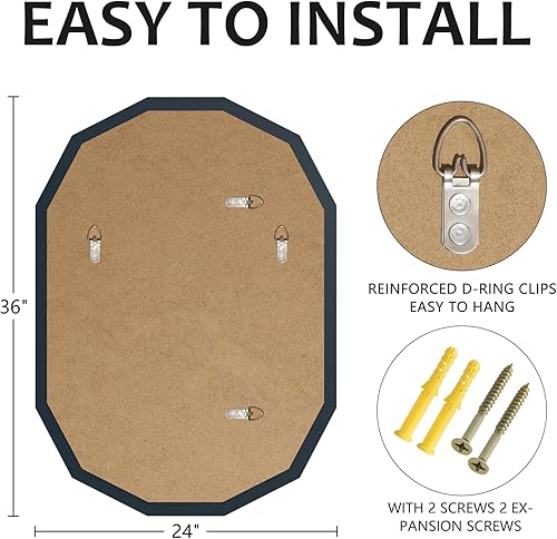Miniatura 12 de Espejos de baño para sobre el fregadero, espejos redondos sin marco para pared, espejo de baño biselado de 20 x 20 pulgadas, espejo circular