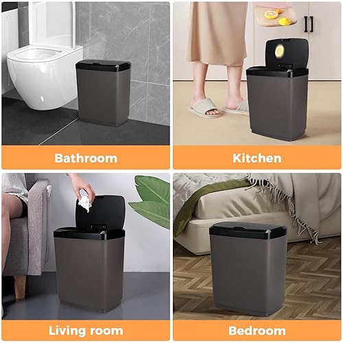 Miniatura 9 de Bote de basura automático con sensor de movimiento de 10.6 galones con 2 contenedores desmontables de 5.3 galones y 100 bolsas de basura