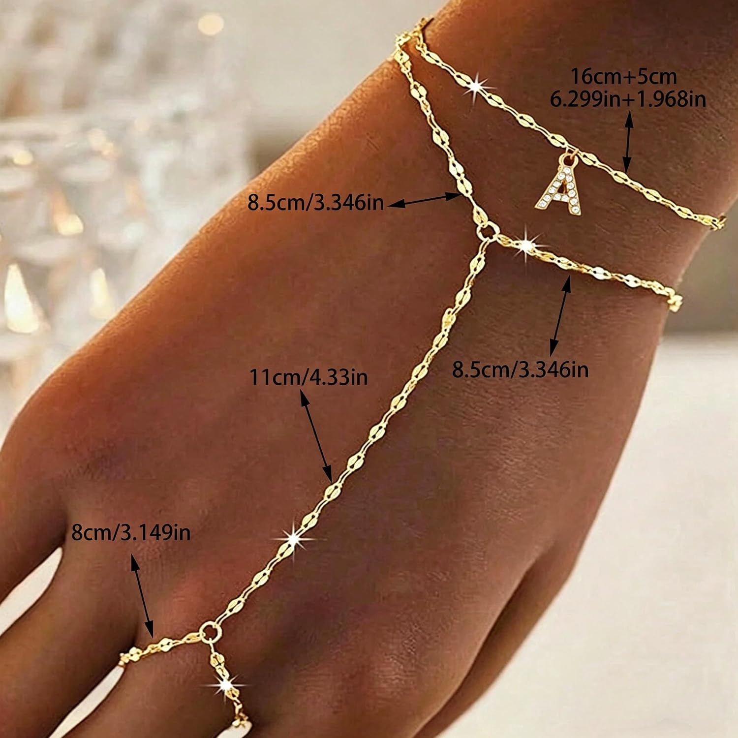 Hand Chain Bracelets for Women Ring Bracelet Hand Chain Gold Charm Initial Bracelets Summer Beach Jewelry Dainty Trendy Birthday Gifts for Women