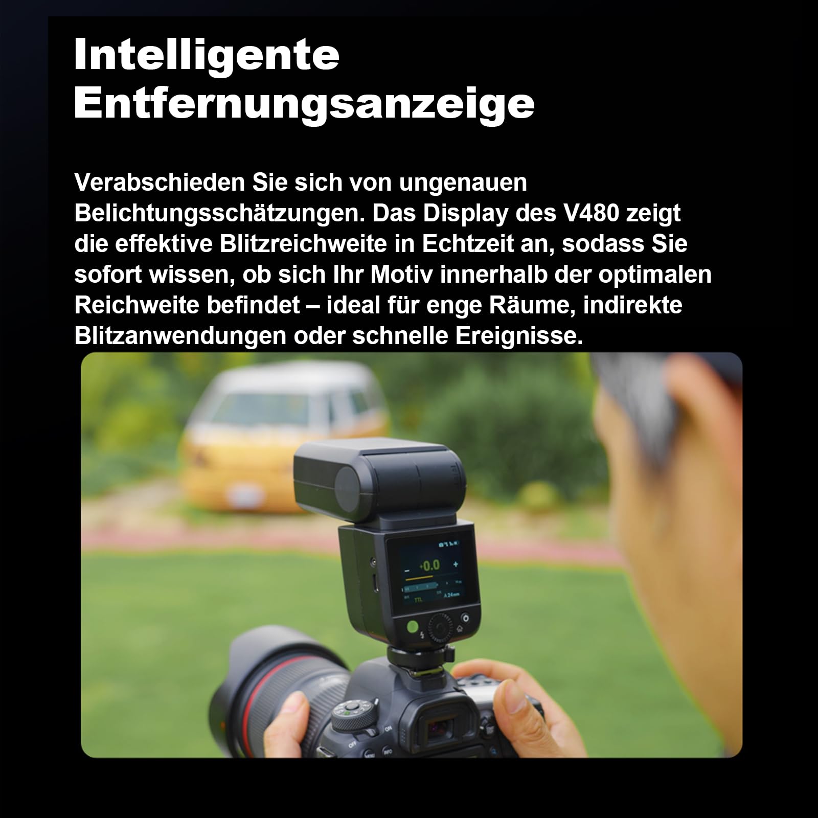 Godox V480 S Blitz für Sony Kameras,V480-S TTL Kamerablitz mit Diffusor und Touchscreen,GN50 1/8000 HSS 7.2 V/2200 mAh Akku,V480S Godox Blitz Kompatibel mit Sony Alpha A9 III a7III a6700 a6400 ZV-E10