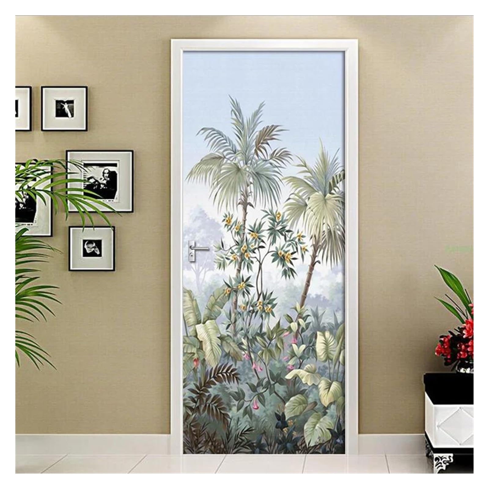Papier peint 3D feuilles tropicales stickers décoration salon cuisine PVC