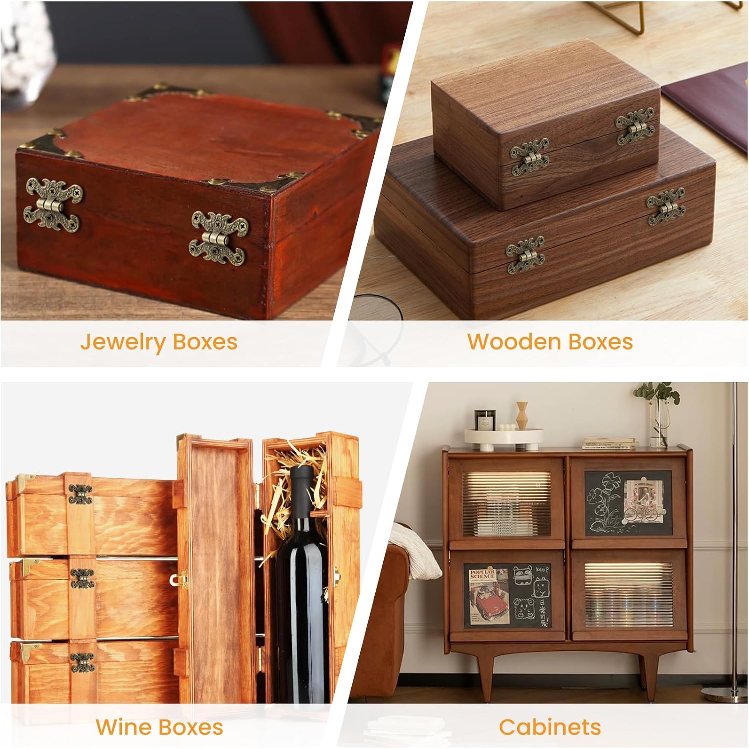 SDTC Tech Vintage H-Shape Hinge, Jewelry Box Decorative Hinge, Antique Mini Decorative Folding Hinges for Vintage Wooden Cases, Toolbox, Jewelry Boxes, Cabinets, Gift Boxes, Home Decoration, 8Pcs