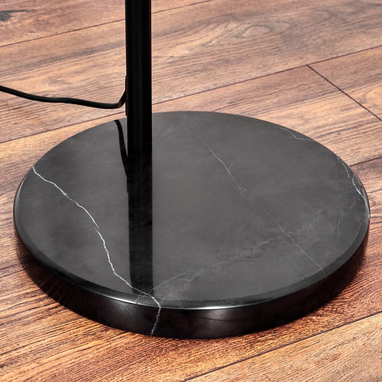 HOFSTEIN Stehleuchte Koyoto, Stehlampe aus Metall/Riffelglas in Schwarz/Grün mit Marmorfuß, verstellbare Leuchte im Retro-Design (Schirm Ø 20 cm), Fußschalter, E27, Wohnzimmer, Schlafzimmer, Flur