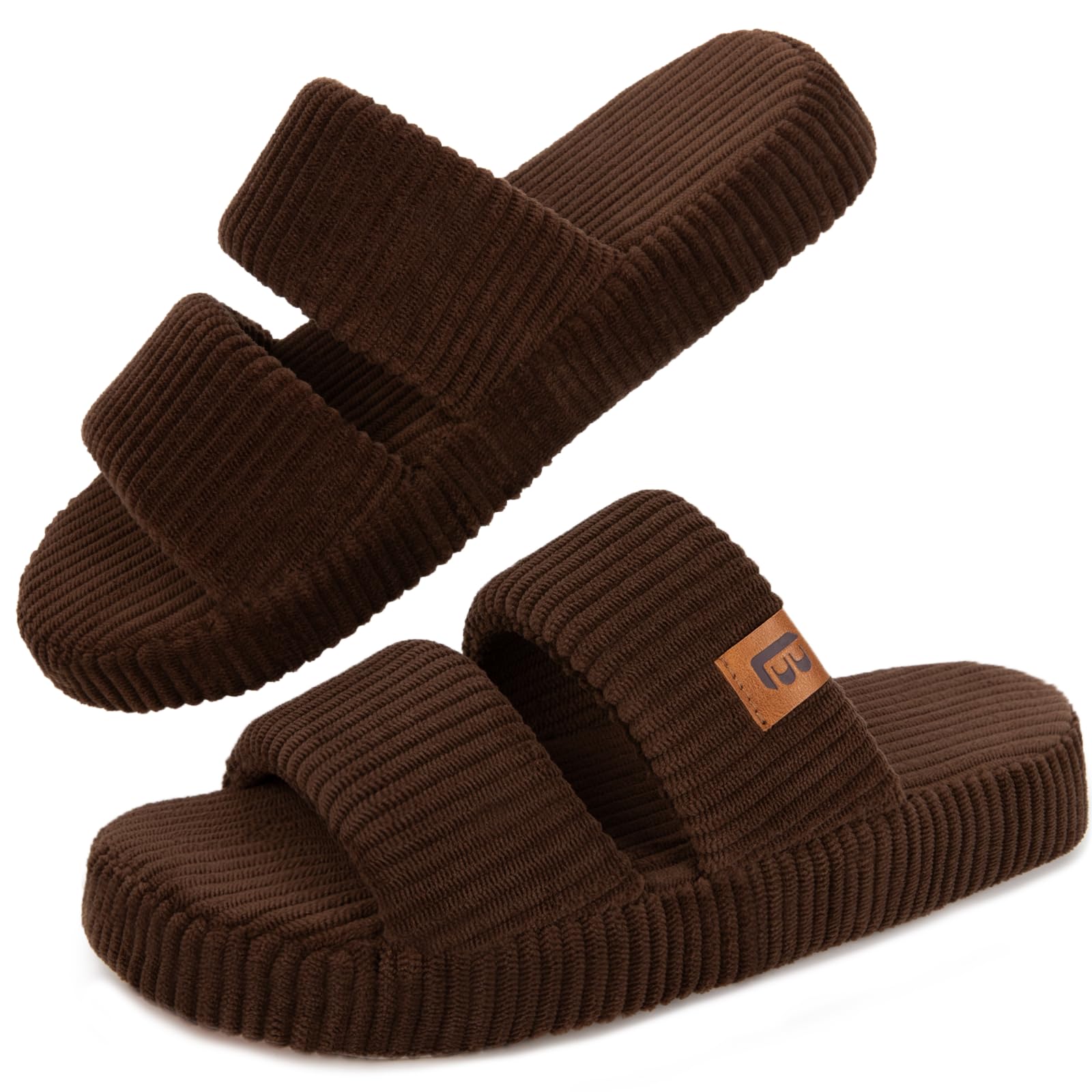 LongBay Hausschuhe für Damen Memory Foam Offene Zehen Slip-On Bequeme Hausschuhe mit zwei Riemen