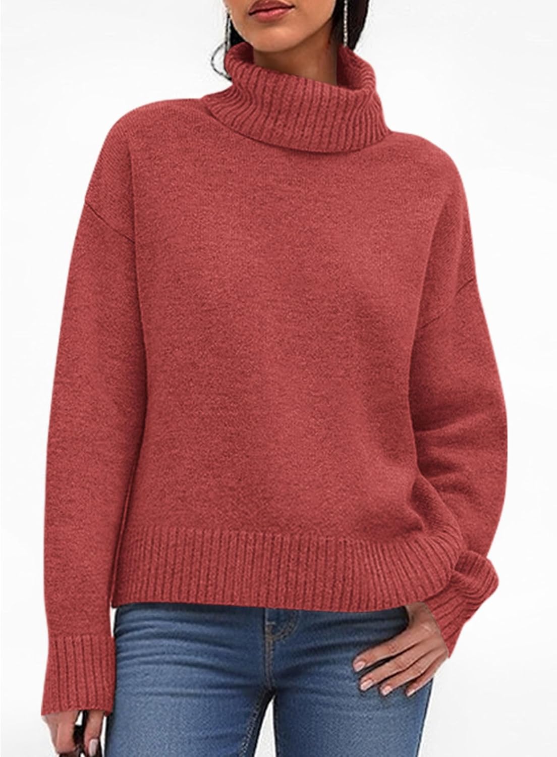 PRETTYGARDEN Womens Turtleneck Long Sleeve Sweater 2026 Fall Trendy Loose Fit Casual Tops Chunky Knit Pullover Sweaters - Image 2