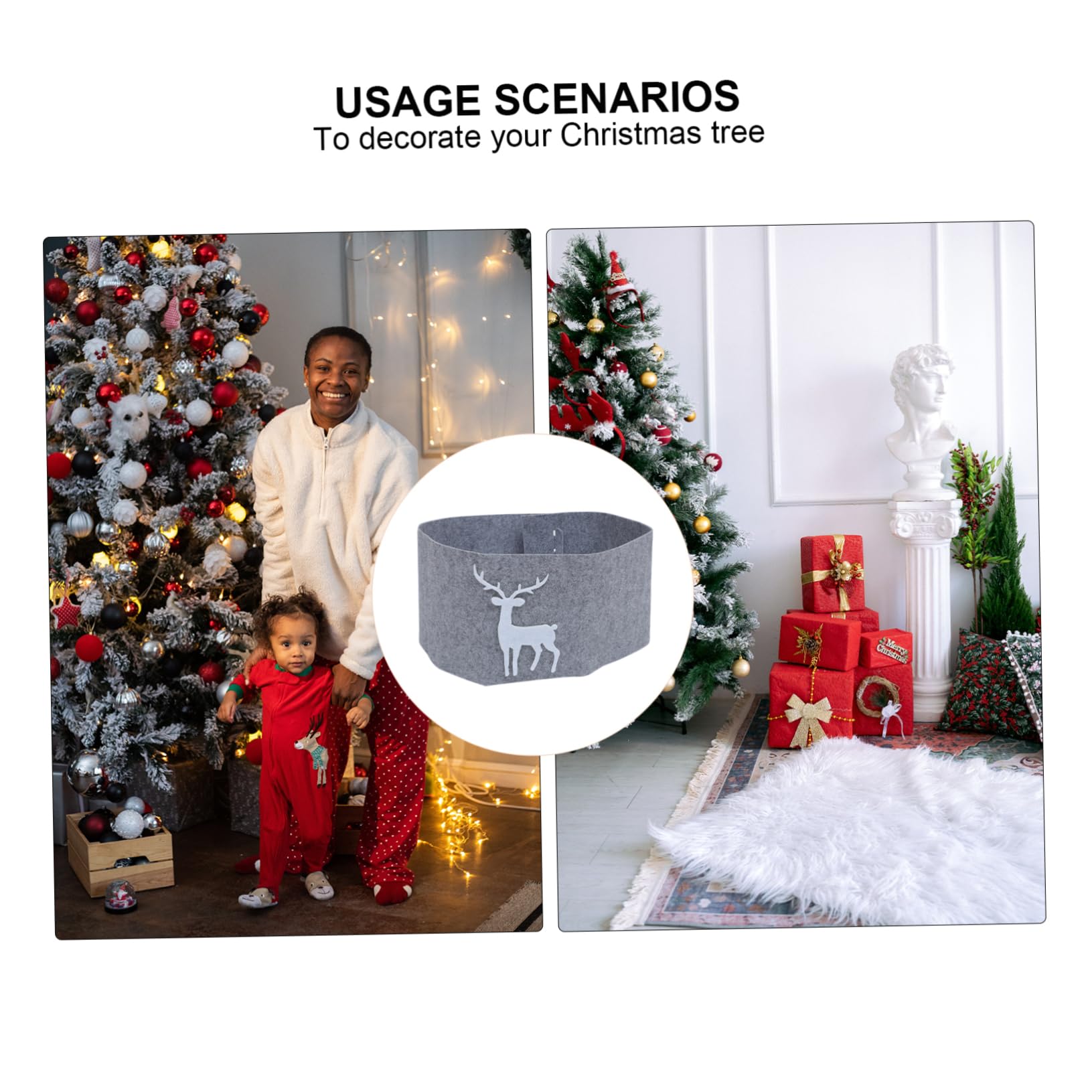 Alipis 3 Piezas Falda De Árbol De Navidad Árbol De Navidad Artificial Luces De Hortensias De Hadas Luz De Hadas Luces De Decoración del Hogar Adornos Navideños Felpa Paño Grey