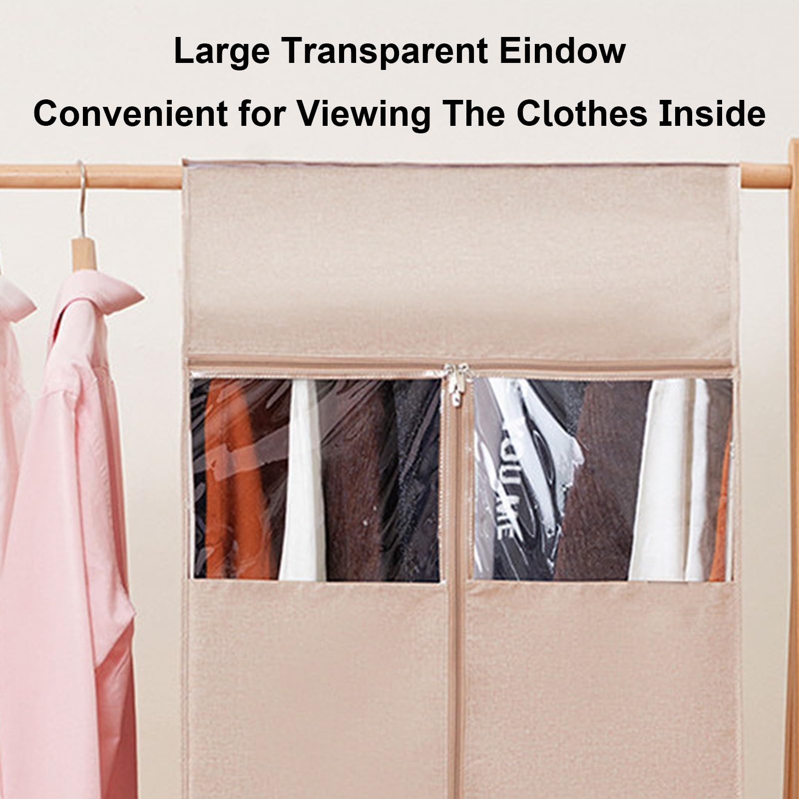 Fundas Ropa Bolsas Guardar Ropa de Tela Oxford para Perchero, con Ventana Transparente para Abrigos Camisas Chaquetas