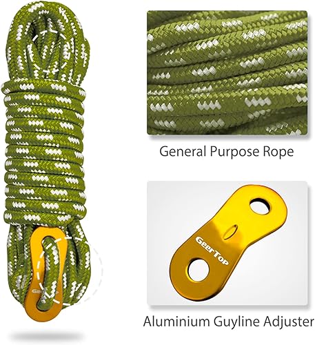 Miniatura 3 de GEERTOP Juego de 6 cables de camping con tensor de aluminio ultraligero de 0.197in