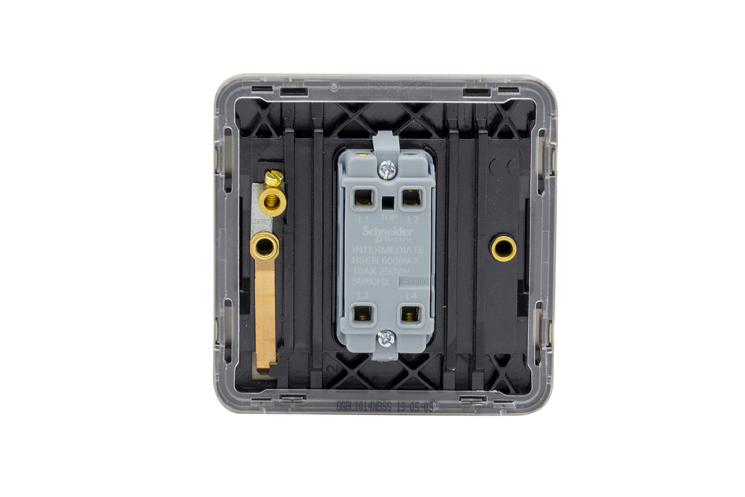 Schneider Electric Lisse-Abdeckung – Schraubenloser 3-Gang-Kippschalter, Edelstahl Mit Schwarzem Einsatz, 10 AX, Für Moderne Installation