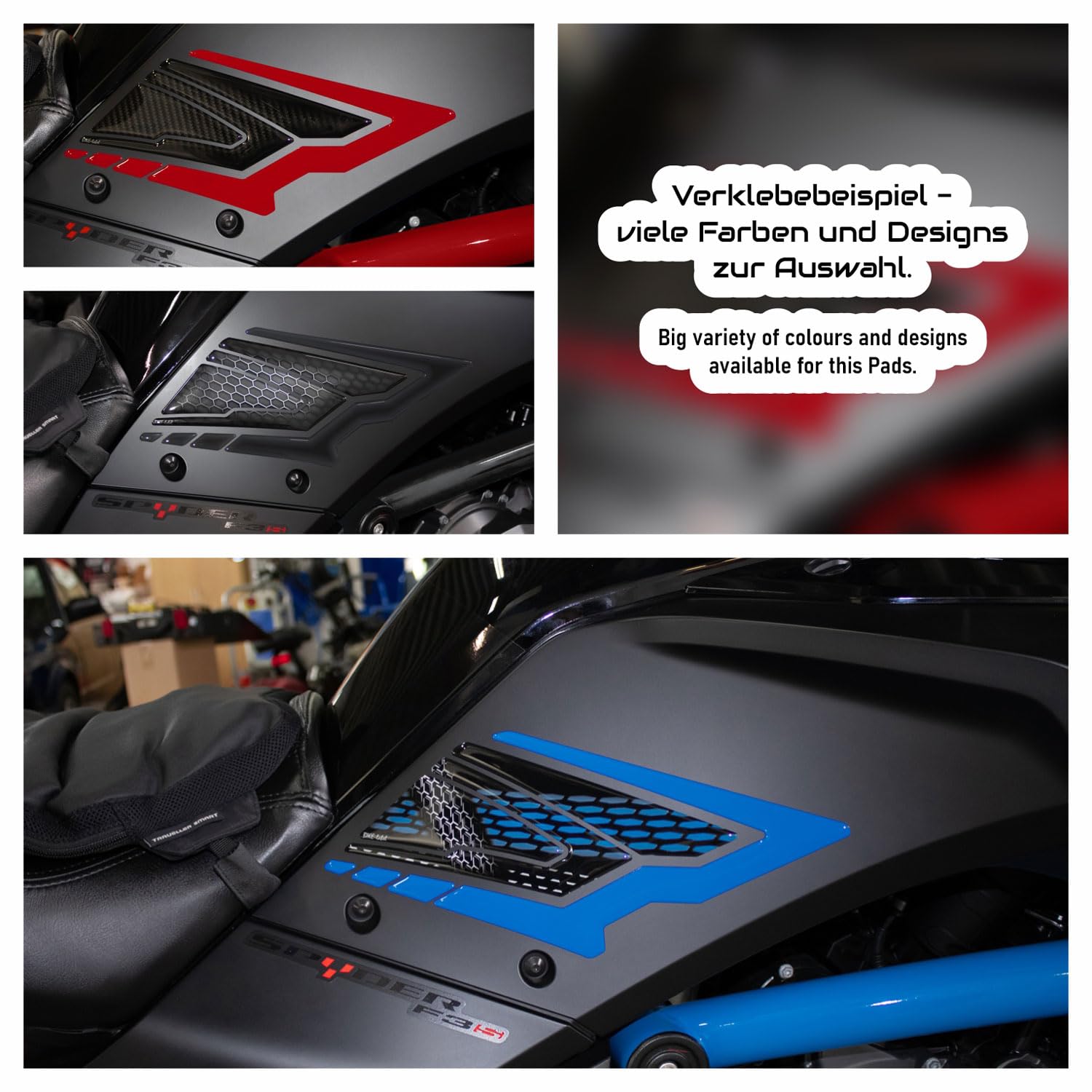 Protezioni per ginocchia in gel blu a nido d'ape, compatibili con can-am Spyder F3 X802609VA