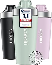 VETAIN Protein Shaker Mint - 700 ml - 100% Leak-Proof - Premium Stainless Steel Shaker with Mixball - Exterior Engraved Measuring Scale - Free from BPA & DEHP - Dishwasher Safe, Robust and Durable