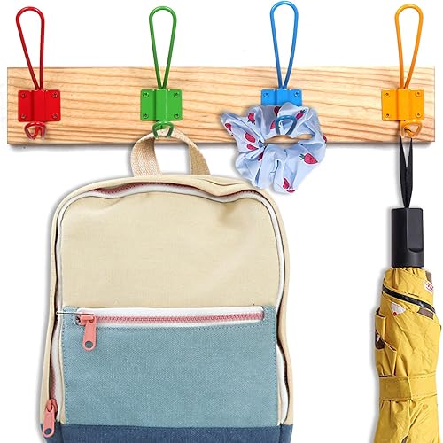 Miniatura 4 de Ganchos de pared para niños y niñas para chaquetas, abrigos, mochilas, batas y toallas, perfecto para niños, perchero para montar en la pared para