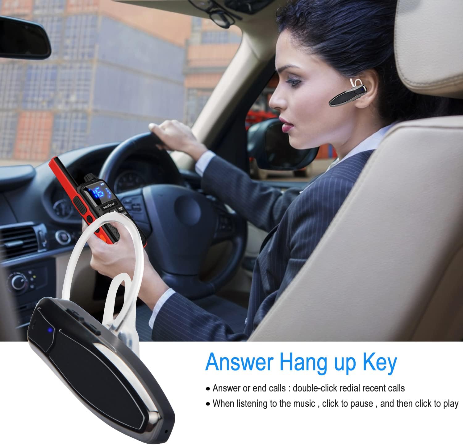 A SOCOTRAN T82 walkie talkie with NOAA Weather Radio logo and a person camping under a starry sky.