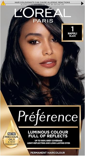 L'Oreal Paris Preference Hair Dye, Long Lasting, Luminous Permanent Hair Colour, 1, Napoli