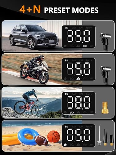 Miniatura 7 de AIRSURE Inflador de neumáticos, compresor de aire portátil, bomba de aire 5 veces más rápida para neumáticos de automóvil con batería potente, 12 V