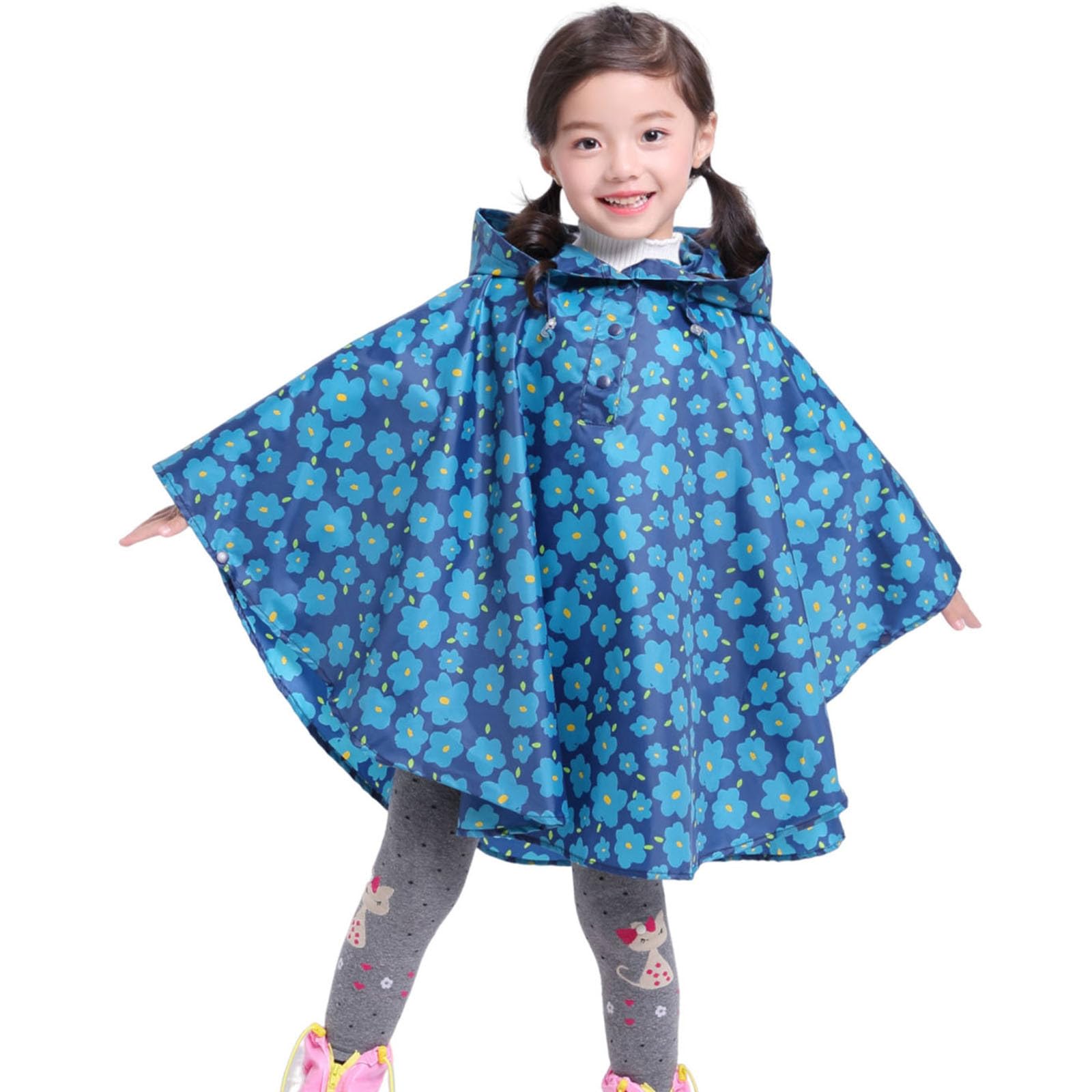Veste Imperméable Enfant, Imperméable pour Enfants vêtement de Pluie Poncho animé pour Filles Manteau à Capuche pour Jeunes Contre intempéries Mode ludique Confort assuré vêtement extérieur