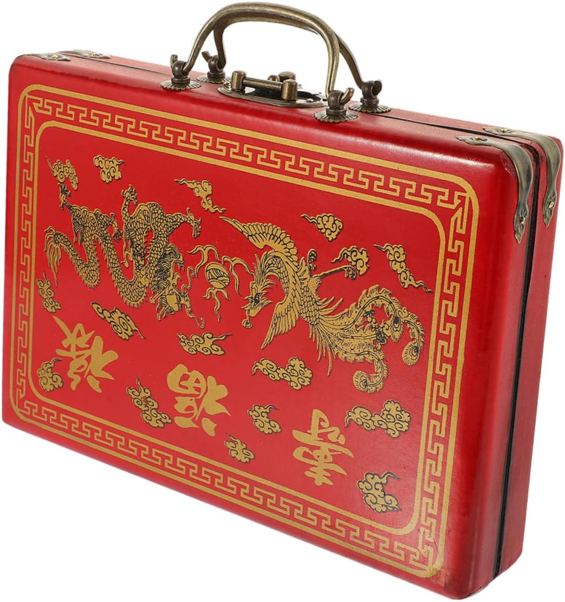 Mini Mahjong Storage Case Wooden Container Lidded Storage Box for Mahjong Sets