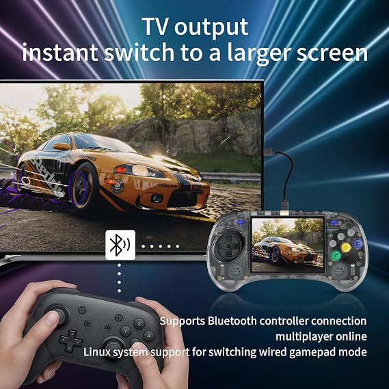 RG ARC S Retro Handheld Game Console , Single Linux System with 128G SD Card 4541 Games Support 5G WiFi 4.2 Bluetooth Moonlight Streaming and TV Output (Transparent Black)