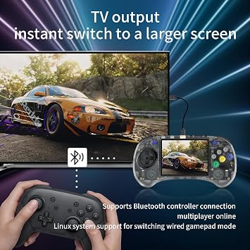 RG ARC S Retro Handheld Game Console , Single Linux System with 128G SD Card 4541 Games Support 5G WiFi 4.2 Bluetooth Moonlight Streaming and TV Output (Transparent Black)