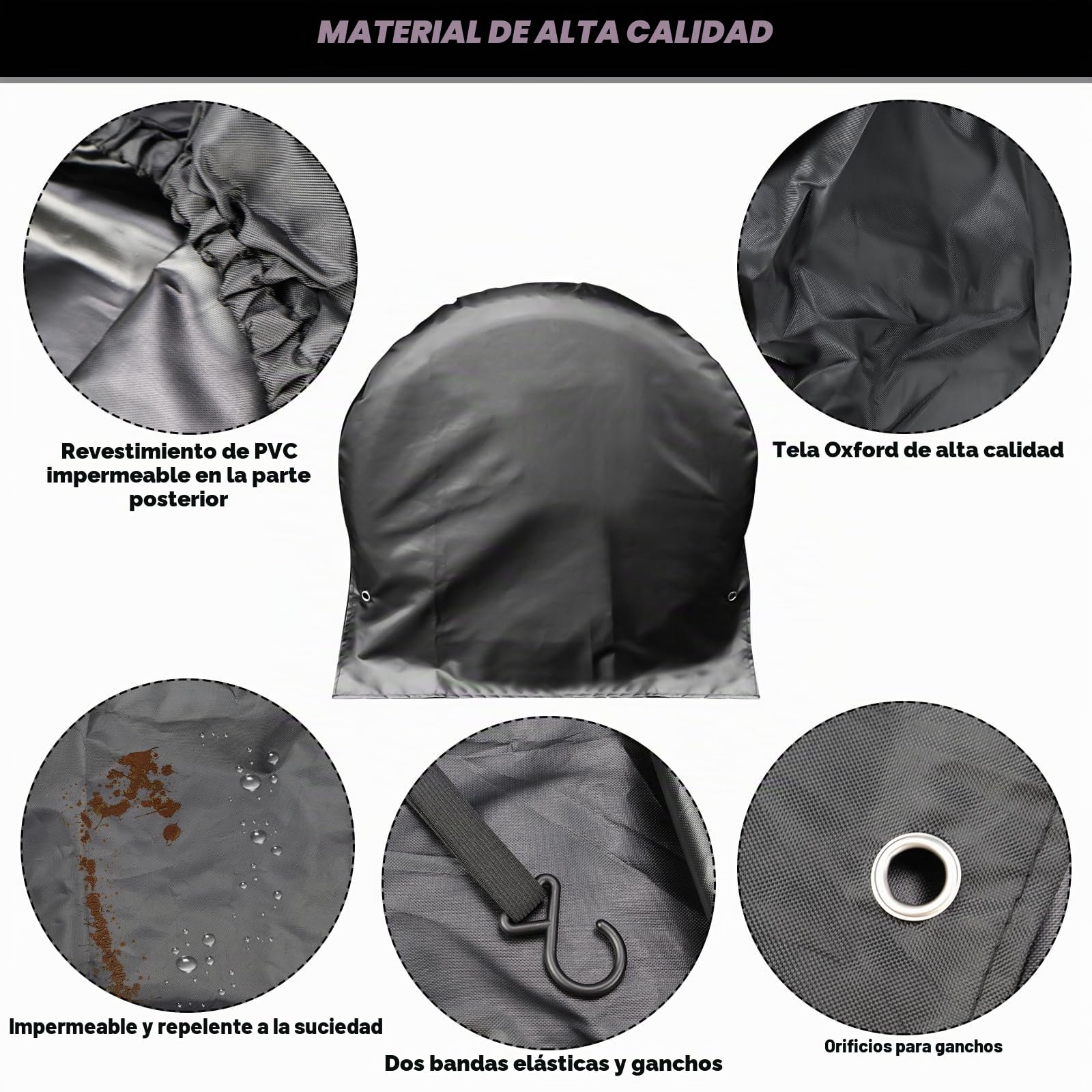 Raxfekro 2 Cubiertas para Ruedas de Caravana, Color Negro (72,5 x 72,5 cm), Adecuado para Coches, Remolques y Más