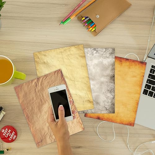 Miniatura 8 de PARTH IMPEX 56 hojas de papel de escritura vintage de 8.5 x 11 pulgadas, papel de impresión de papel de papel de papel de papel de papel de