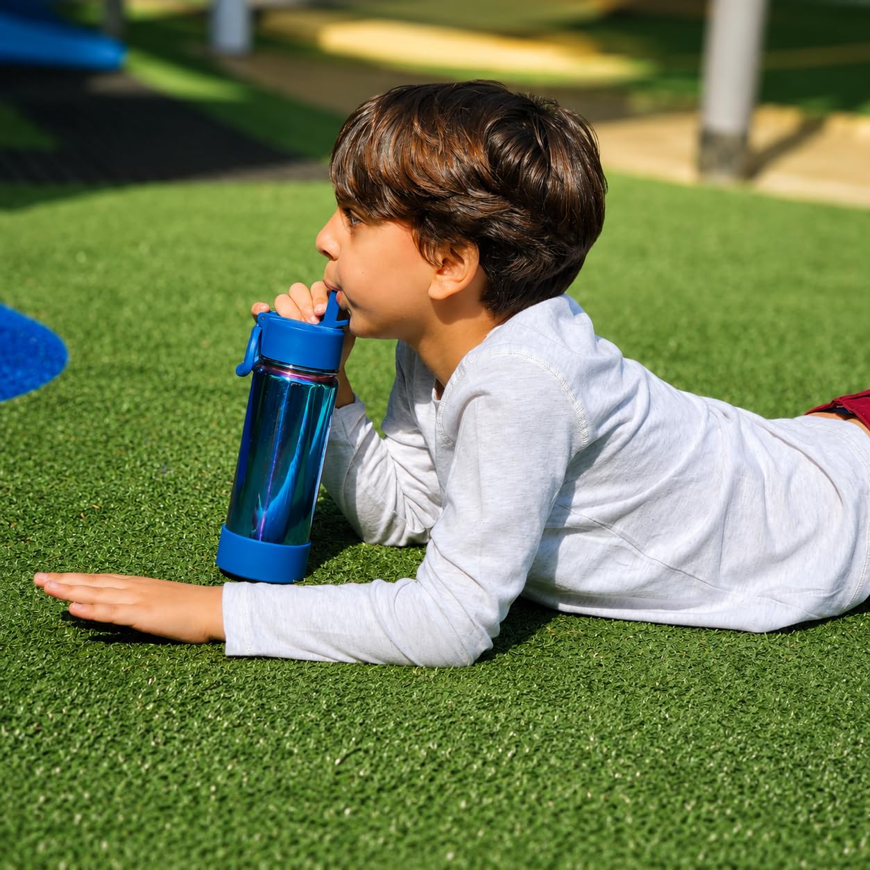 CHILLOUT LIFE Isolierte Kinder-Wasserflasche für die Schule, mit Strohhalm-Deckel, auslaufsicher und niedlich, wasserfest, personalisierbar, Edelstahl-Thermosflasche, Metall-Wasserflasche,