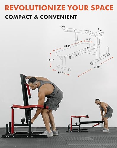 Miniatura 6 de GMWD Máquina de prensa de pecho, máquina de prensa de banco de 1050 libras con brazos convergentes independientes, banco inclinado plano ajustable