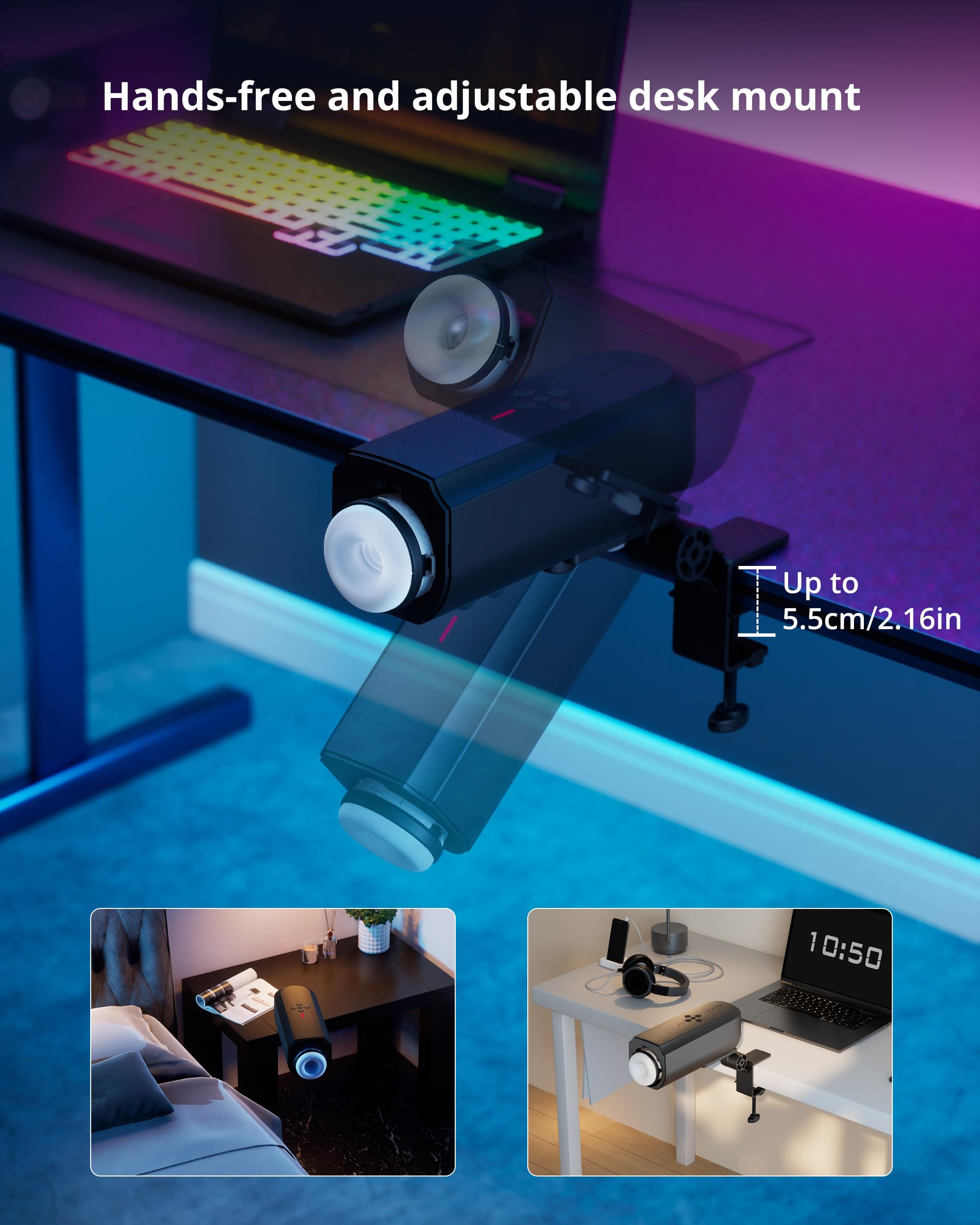 LOVENSE Solace Automatic Male Masturbator Stroker Toys, Hands-Free Electric Masturbators Cup with Adjustable Desk Mount 3D Realistic Pocket Pussy Adult Sex Toys & Games for Men Pleasure