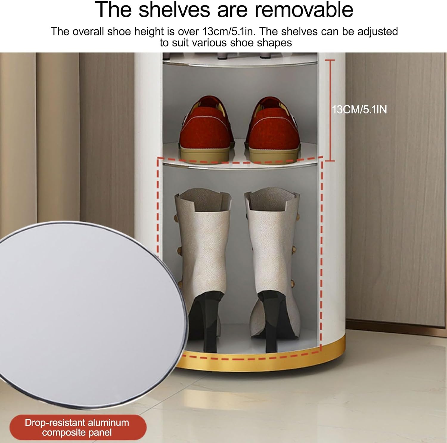 Rotating Shoe Rack Tower, Free Standing 360° Revolving Shoe Organizer, Storage Shelf for Entryway Living Room, Ideal for Bedroom, Living Room, Entryway(White,39*120CM/15.4*47.2IN)