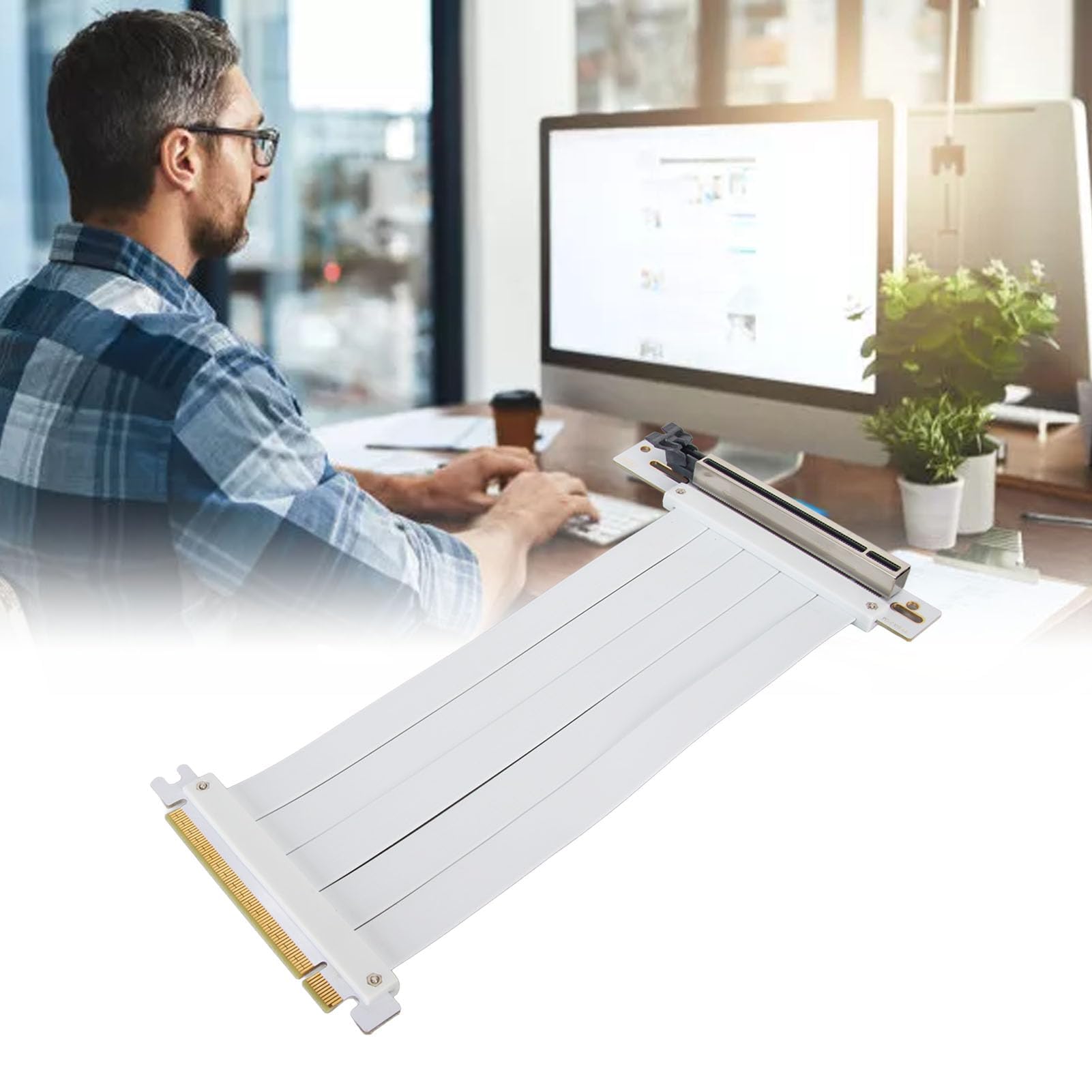 PCIE 4.0 X16 Riser Kabel mit 128 Gbit/s Übertragungsrate, GPU Erweiterung mit EMI Abschirmung, Biegbares und Flexibles Design (20 cm)