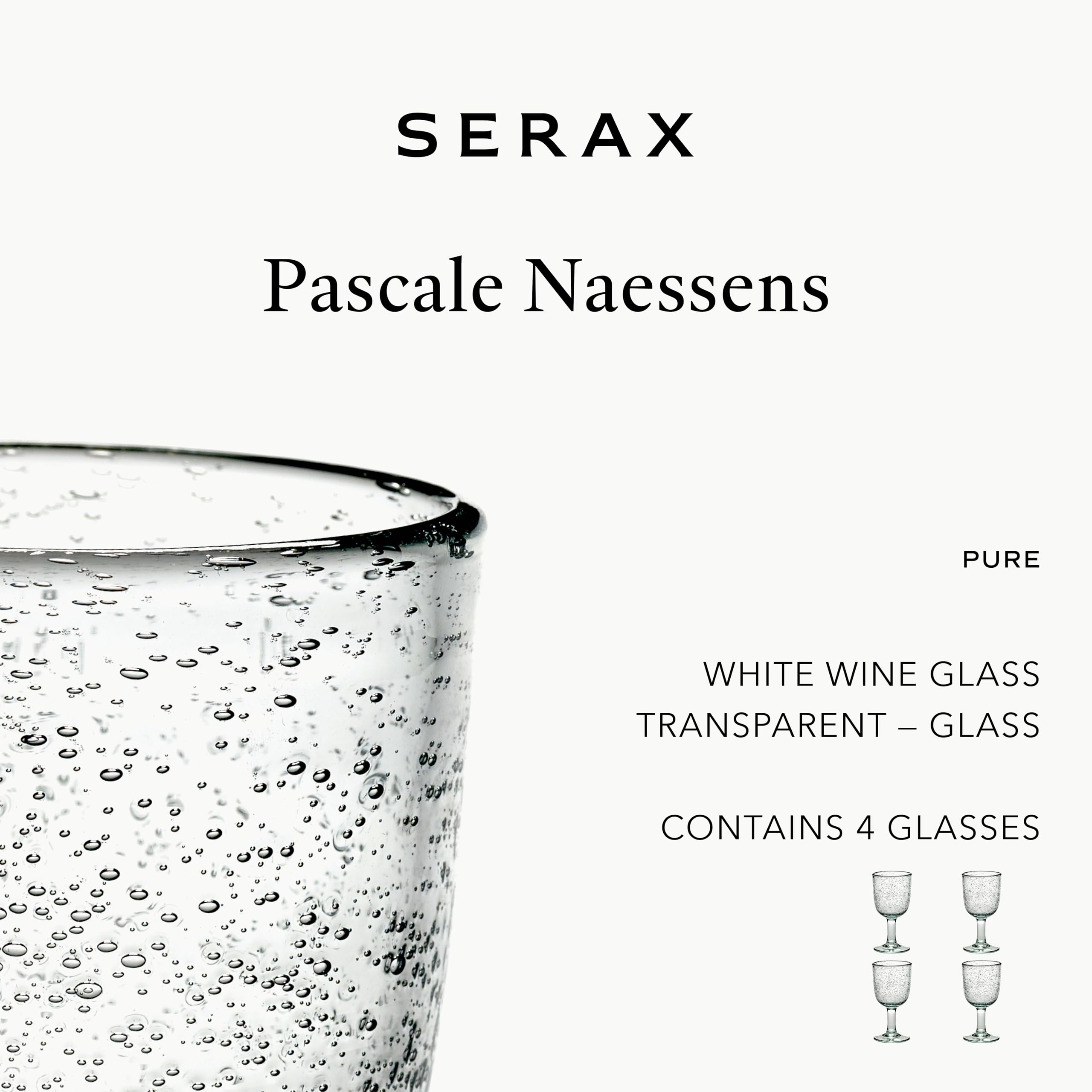 Serax copa de vino blanco con burbujas | Cristalería pura de Pascale Naessens | Elegante copa para vinos blancos | Cristalería transparente para degustación