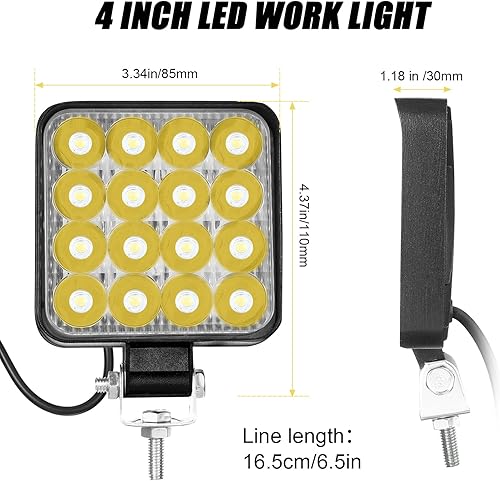Miniatura 2 de Treela 24 piezas de luz LED 48W 4.3 pulgadas impermeable cuadrado conducción niebla LED luz LED para barcos, camiones, tractor, ATV, motocicleta,