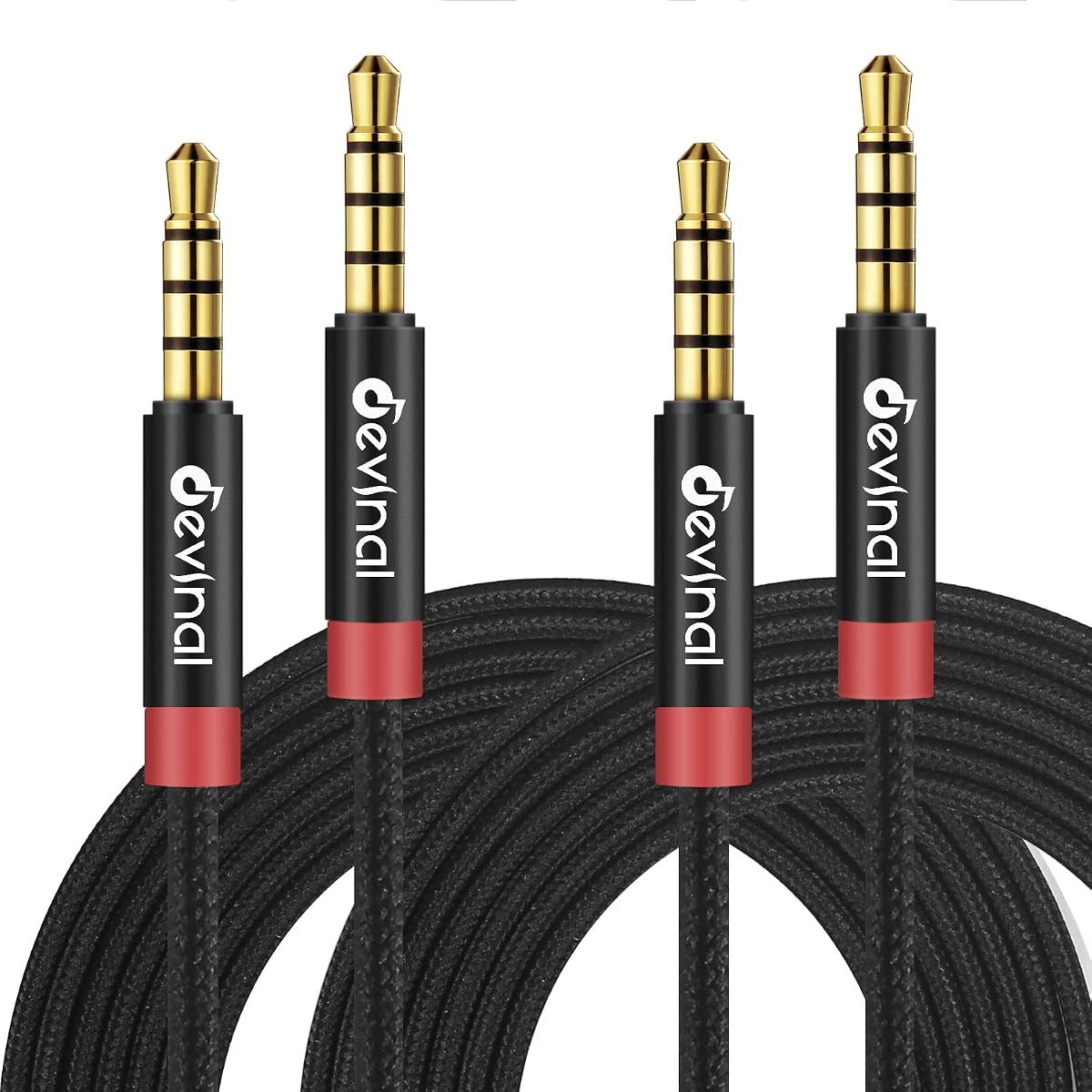 Cable TRRS de 3,5 mm, cable auxiliar de 4 polos de 1/8 pulgadas, cable auxiliar mini-jack estéreo de nailon trenzado macho a macho de 3,3 pies/1 m (paquete de 2)