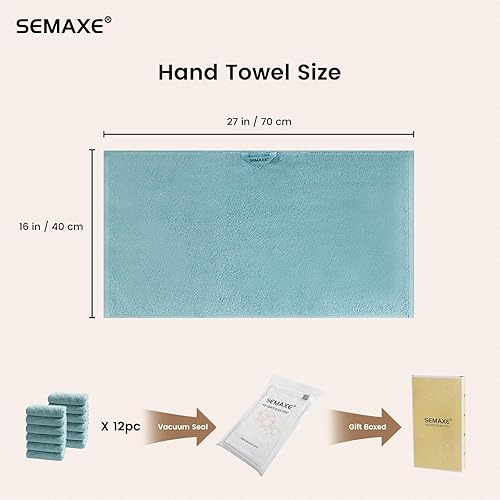 Miniatura 208 de SEMAXE Juego de 12 toallas de 100% algodón, 13 × 13 pulgadas, toallas suaves amarillas para la cara – súper absorbentes y de secado rápido, paño