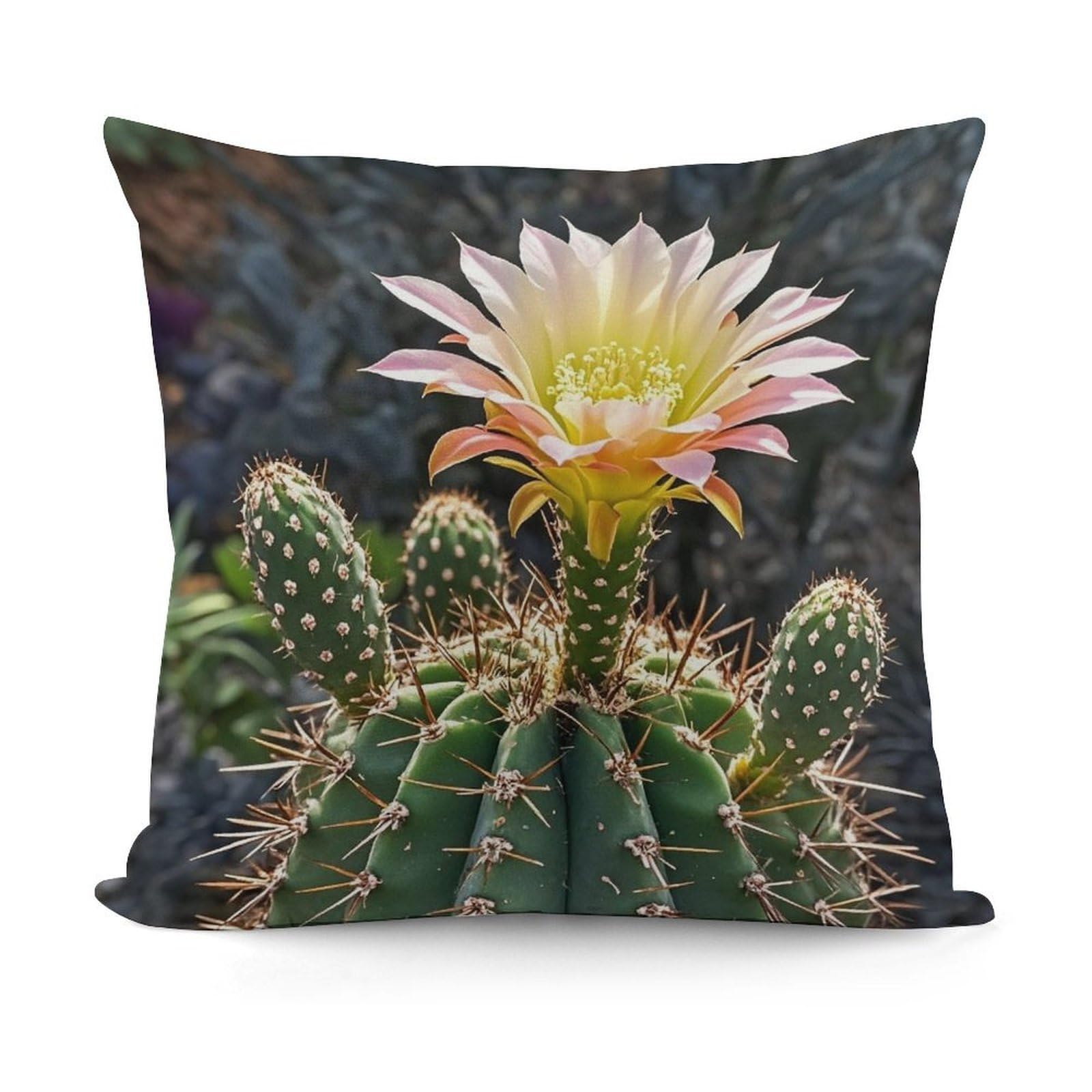LZQPOEAS Cactus Flower Throw Pillow Cover 18x18 in Breathable Square Pillow Case Cozy Soft Pillowcase Protector Fashion Modern Couch Cushion Case for Living Room Bed Sofa Decor