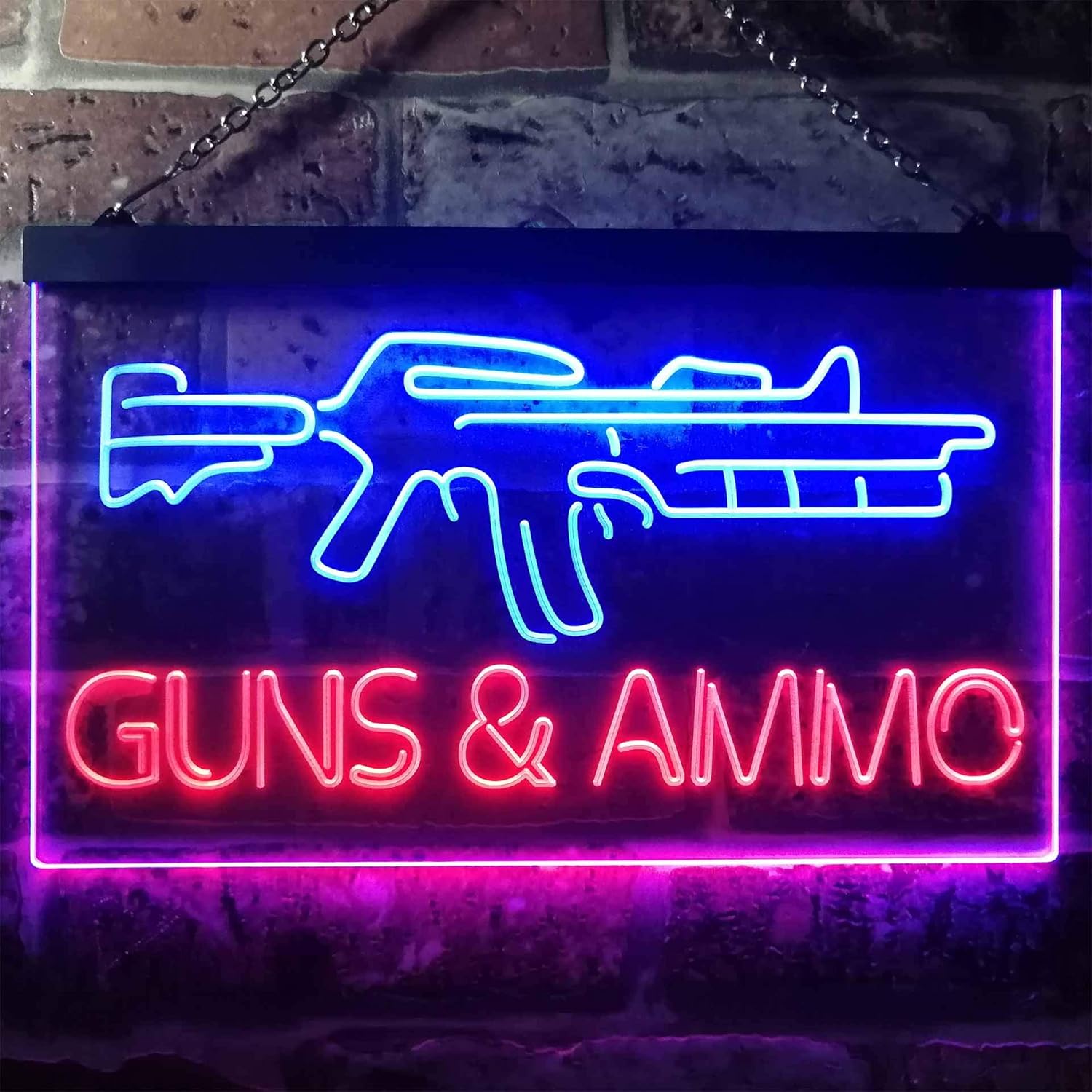 ADVPRO Guns Ammo Shop Dual Color LED Neon Sign Blue & Red 24" x 16" st6s64-i3294-br