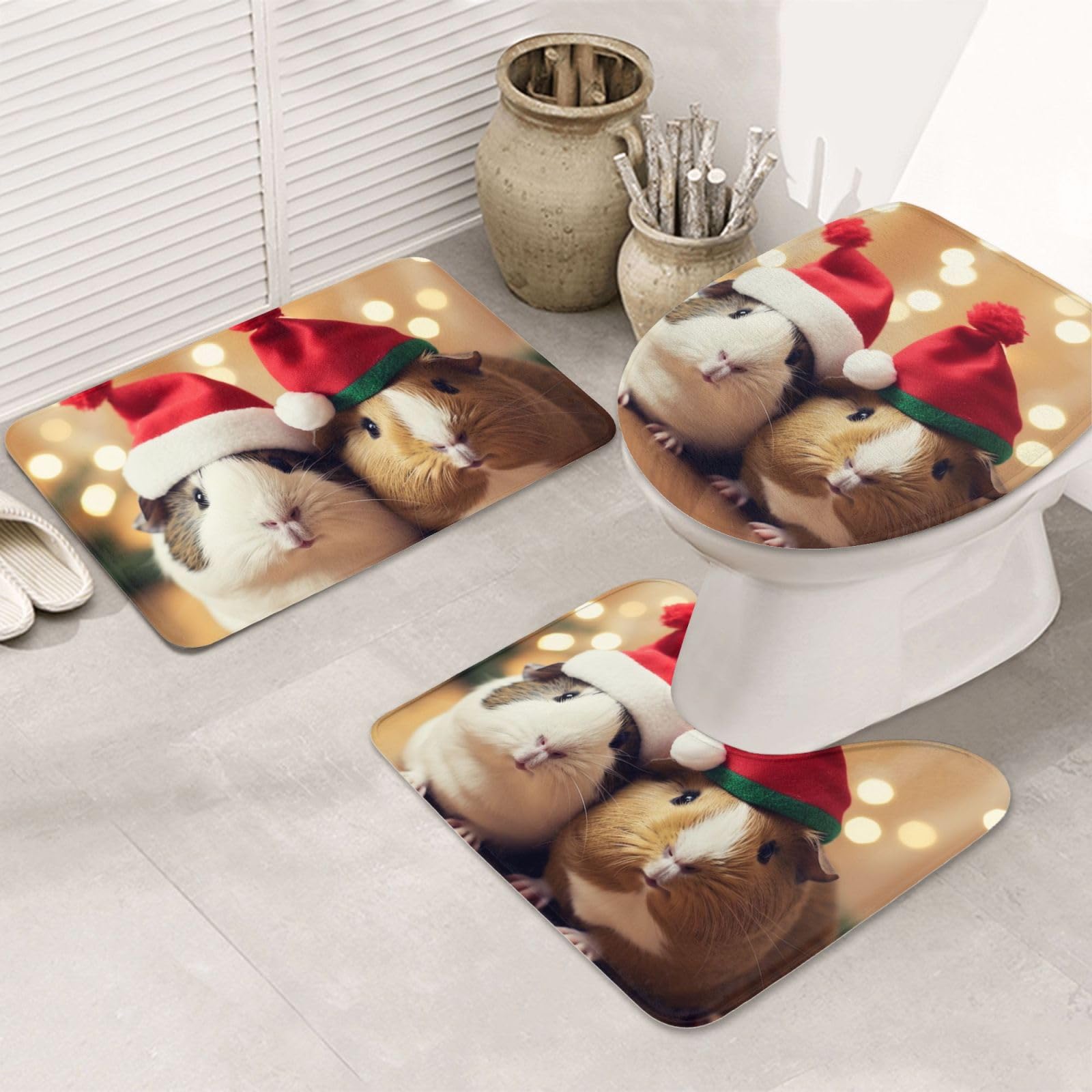 Tapis de bain flanelle pour décorer la salle de bain à Noël