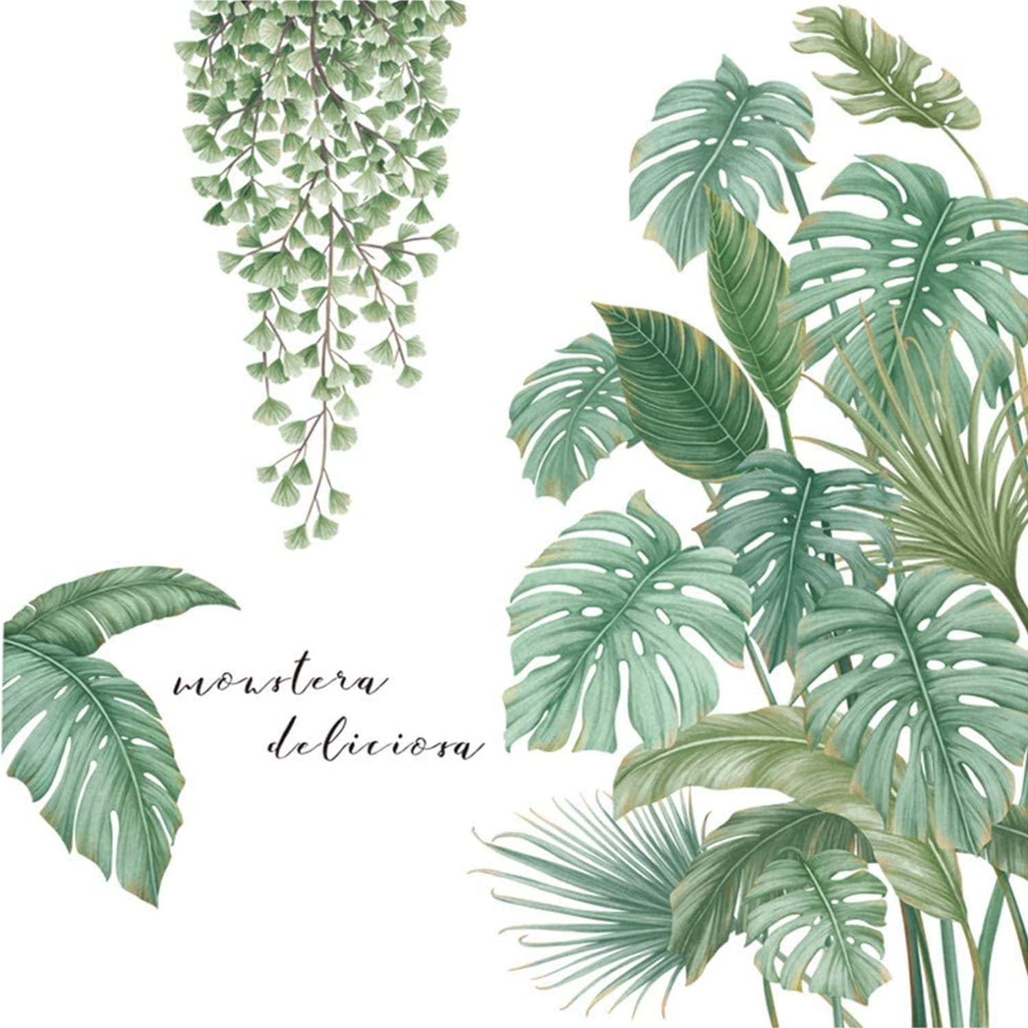 Adesivi Murali Foglie Di Palma E Crisantemi - Decorazione Boho Per Camera Bambini, 39 Pezzi - Foto 6