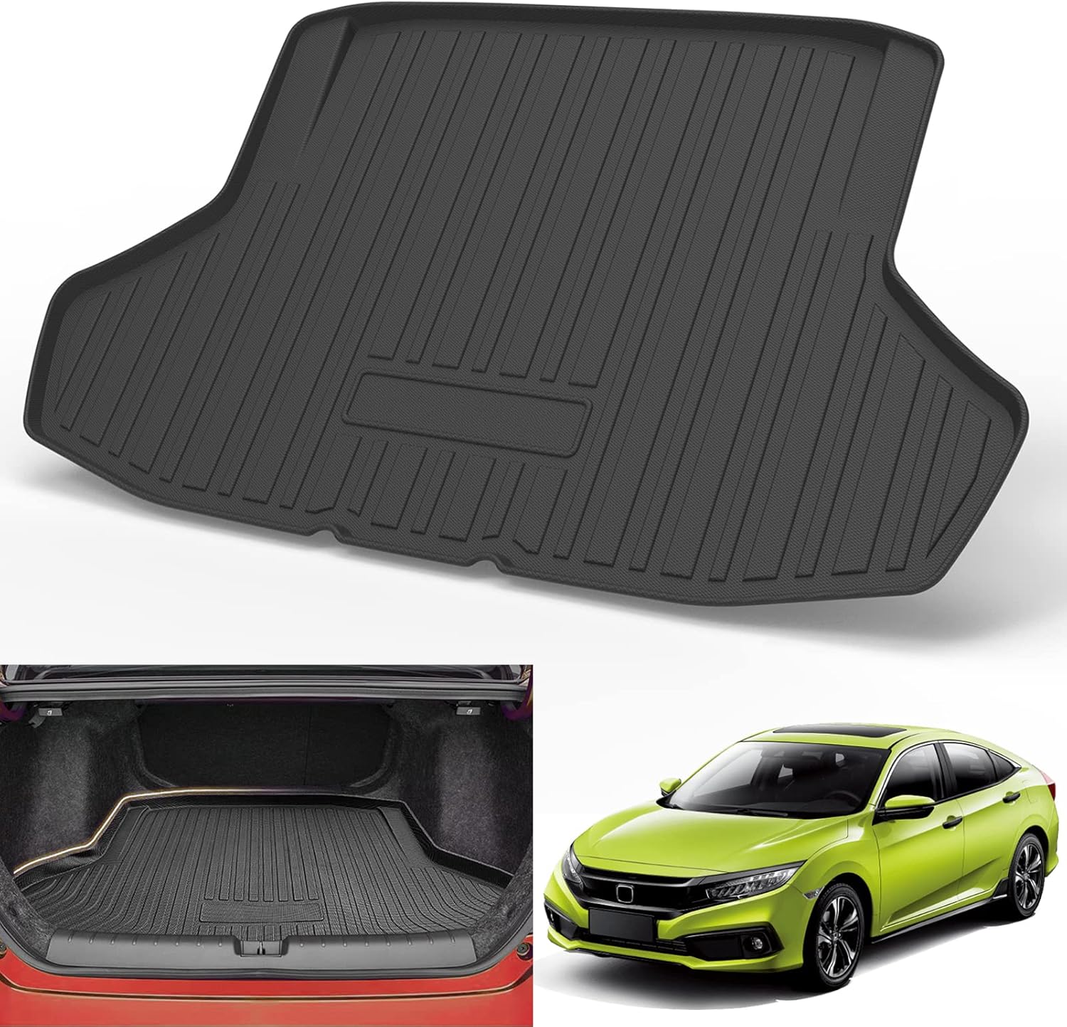 Cargo Liner Floor Mats for Honda Civic Sedan 2022 2023 All Weather Rear