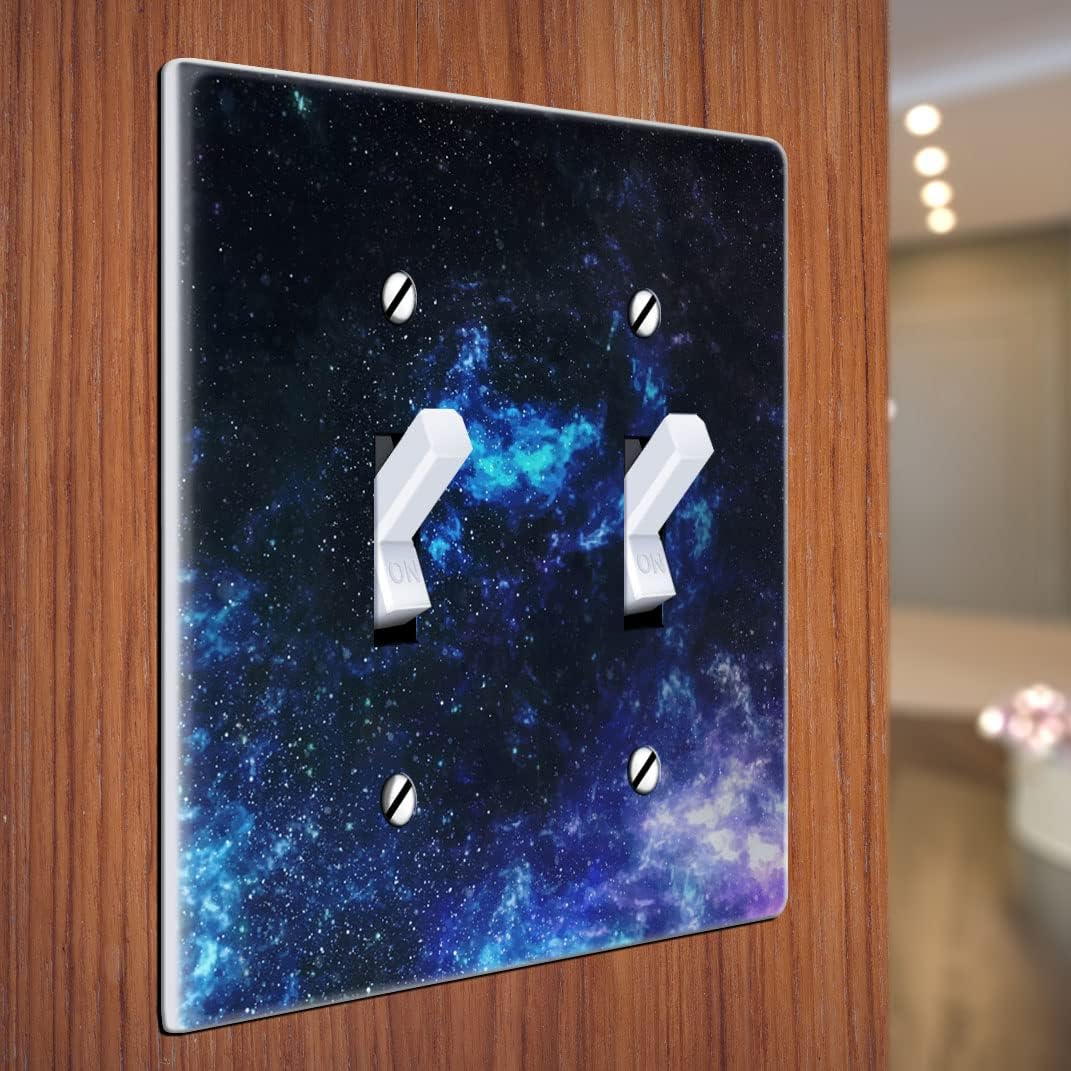 WIRESTER Double Gang Toggle Light Switch Plate/Wall Plate Cover - Galaxy Star Space