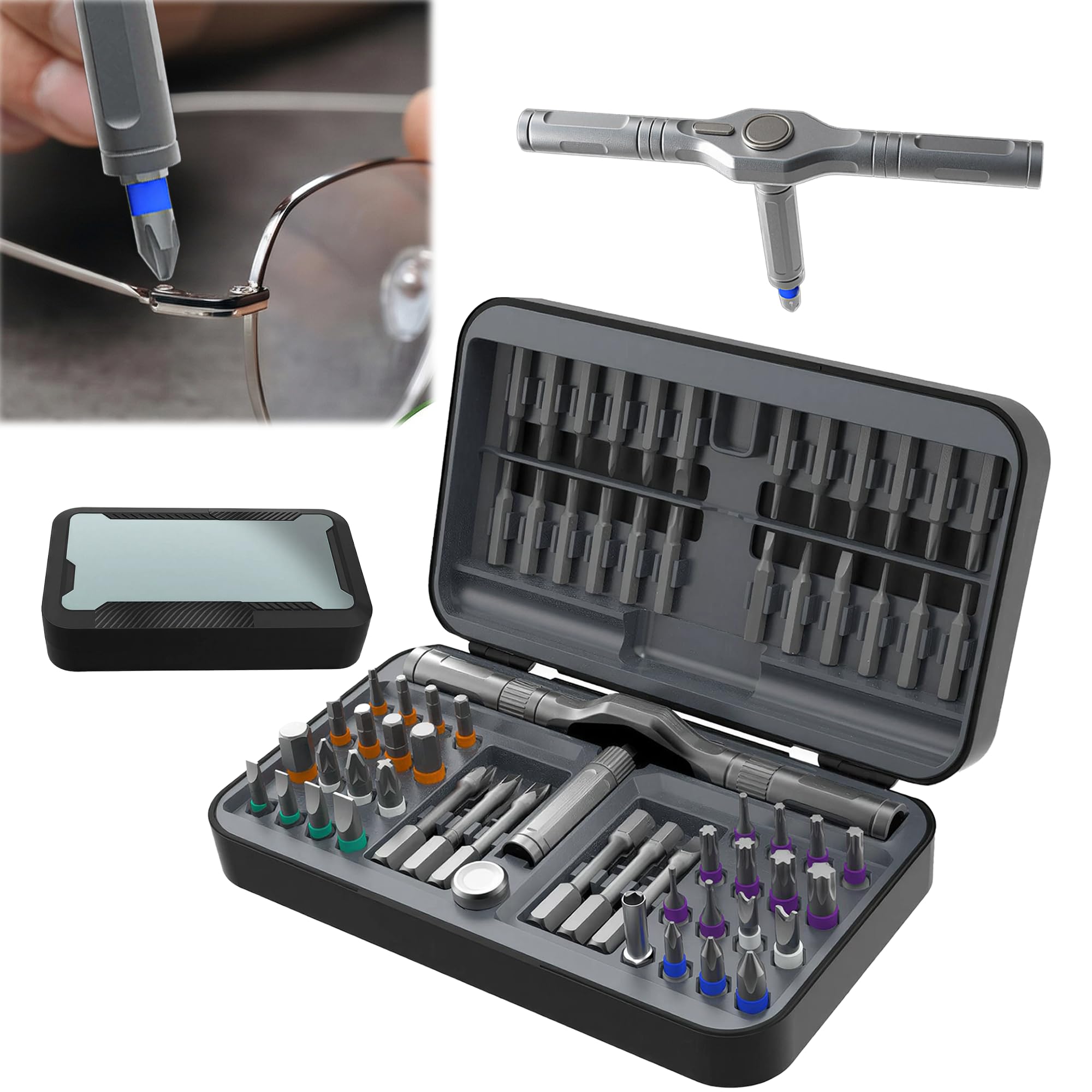 66 in 1 Magnetic Screwdriver Sets: Ratchet Screwdriver Set DIY Combination Flexible Shaft Detachable T Ratchet Handle S2 Steel Bits for Bicycle Tools Precision Electrical Appliance Repair