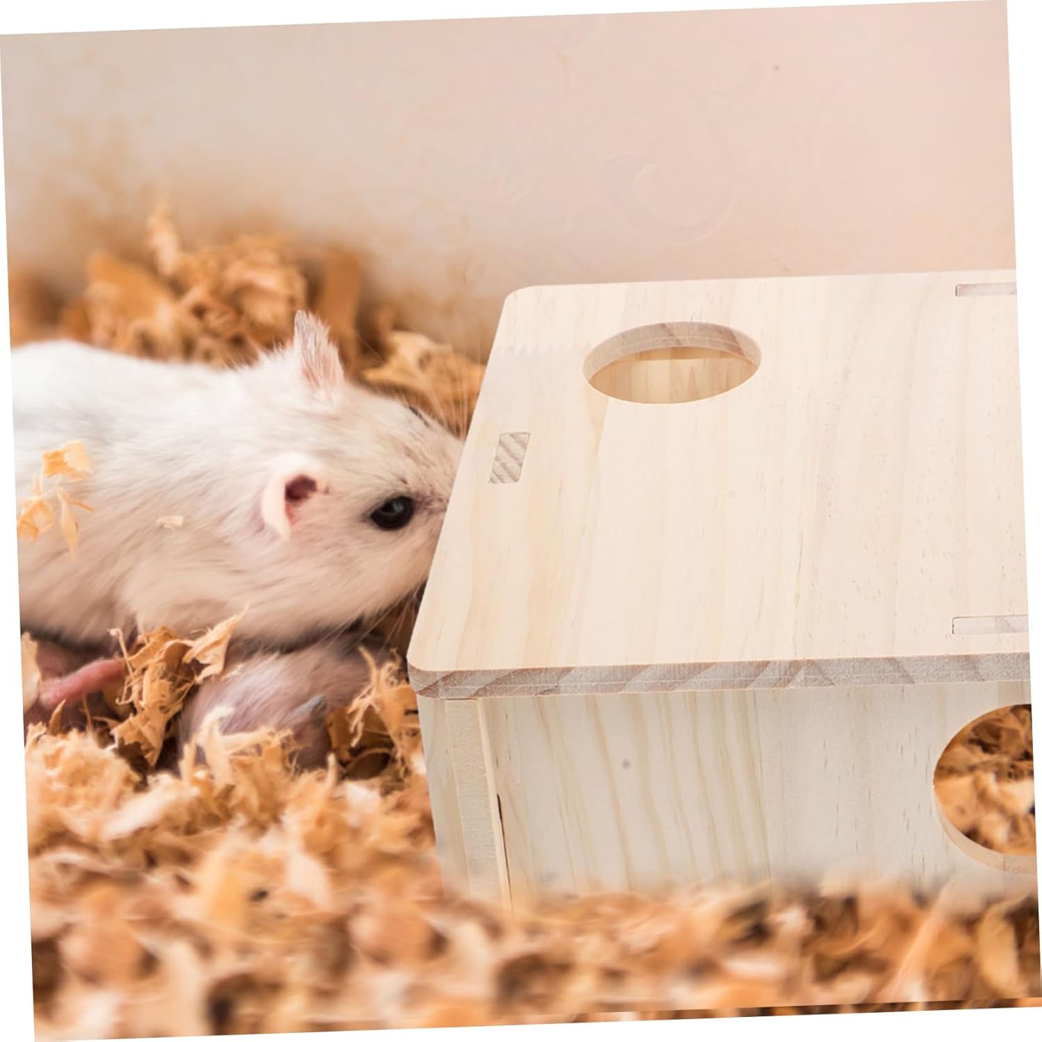 VANZACK Multi-Chamber Hamster House Interactive Hideout for Hamsters Mice and Pets Safe Wooden Toy for Enrichment and Exploration for Pet Relaxation and Play