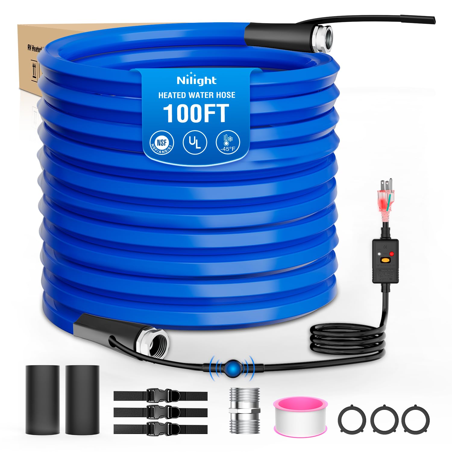 Nilight 100FT Heated Water Hose RV 5/8”Inside Diameter -45°F Freeze